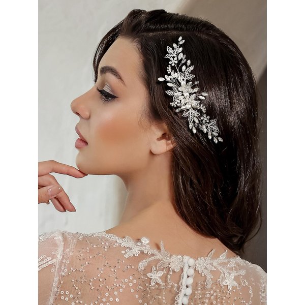 SWEETV Bride Wedding Hair Comb Rhinestone Bridal Hair Accessories Pearl Bridal Hair Pieces Bridal Hair Clips Hair Side Comb for Women and Girls