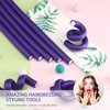 30 Pieces Flexible Curling Rods Twist Foam Hair Rollers Soft Foam No Heat Hair Rods Rollers and 1 Steel Pintail Comb Rat Tail Comb for Women Girls Long and Short Hair (Purple, 9.45 x 0.55 Inch)