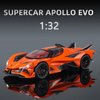 Toy Cars Apo Project EVO Model 1:32 Metal Diecast Car Toys with Light and Sound Pull Back Car for 3 4 5 6 7 Year Old Boys (Orange)