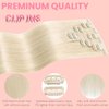 FUOTONBUTY Clip in Hair Real Human Hair Double Stitched 7pcs, Platinum Blonde Human Hair Clip in Extension, Seamless Clip in Hair Extensions 90g, Invisible Clip in Hair Extensions Human Hair 14 Inch