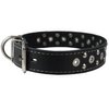Dogs My Love Genuine Leather Studded Dog Collar 22"x1.4" Black Fits 14.5"-18" Neck