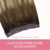 GOO GOO Wire Hair Extensions Human Hair, 16inch 95g Brown to Ash Brown and Bleach Blonde, Invisible Wire Hair Extensions with Transparent, Seamless Fish Line Hairpiece, Straight Remy Hair Extensions