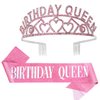 Birthday Crowns for Women, Didder Pink Birthday Sash & Queen Rhinestone Tiara Kit,Birthday Tiara Tiaras and Crowns for Women Girls Birthday Sash for Women Birthday Girl Crown Princess Crown Party Gift