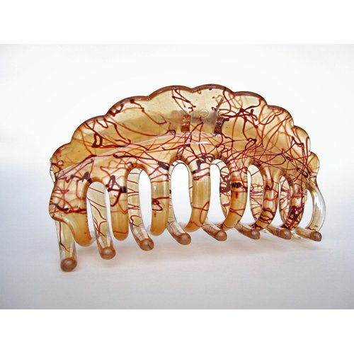 Generic Clear transparent amber brown and red painted hair claw clip