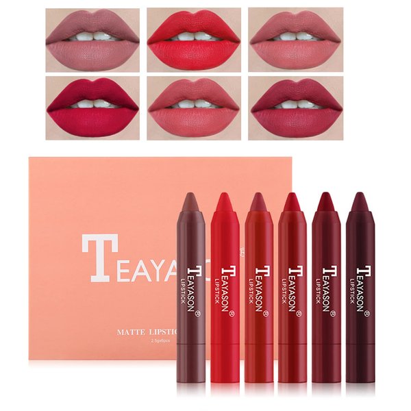 AWCCXMYM 6 Colors Matte Lipstick Set Nude Lip Stick,Long Lasting Waterproof Non-Stick Cup Velvet Lip Crayon,Professional Lip Stain Makeup Gift Set for Girls Women -Set B