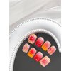 Summer Press on Nails Short Square Fake Nails Pink Gradient Full Cover False Nails with Yellow Lemon Designs Glitter Glossy False Nails with Glue Artificial Acrylic Nails for Women Girls 24 Pcs
