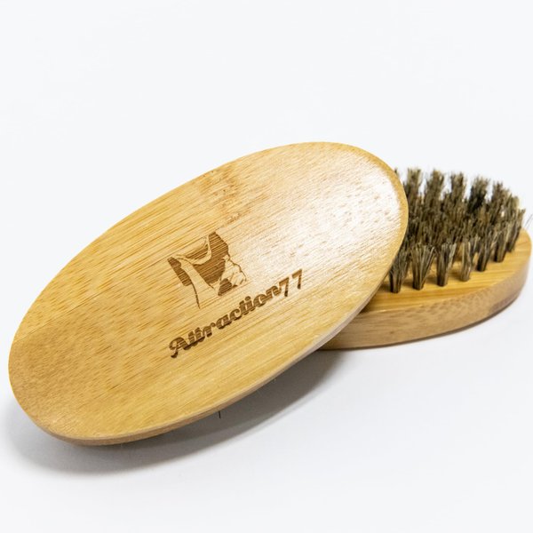 Attraction77 Premium Palm Wave Brush - Medium Hard Palm Curved Wave Brush for Men - Made with Nature Beech Bristle Men's Hair Brush Wave Brush For Men 360