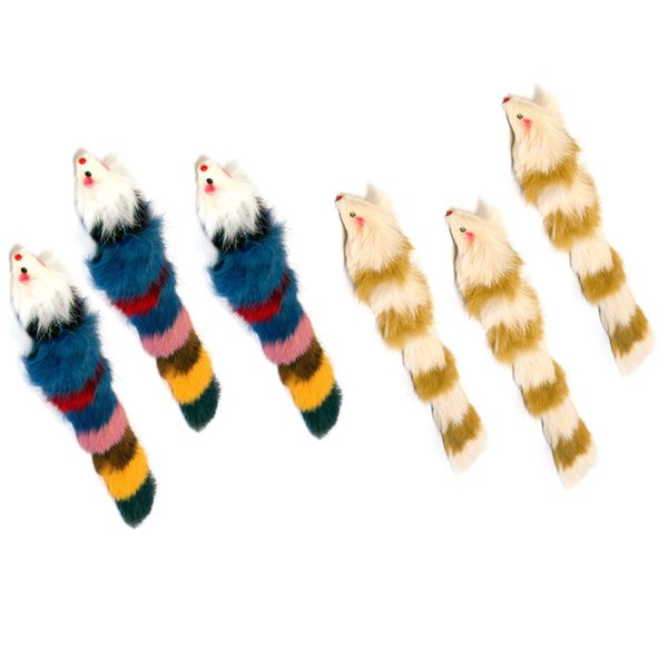 Iconic Pet Set of 6 Fur Weasel Cat Toys with Squeaker for Pets, Best Pet Play Toy for Dogs and Cats, Fun Cat Toys, Dog Toys to Beat Boredom and Satisfy Hunting Instincts