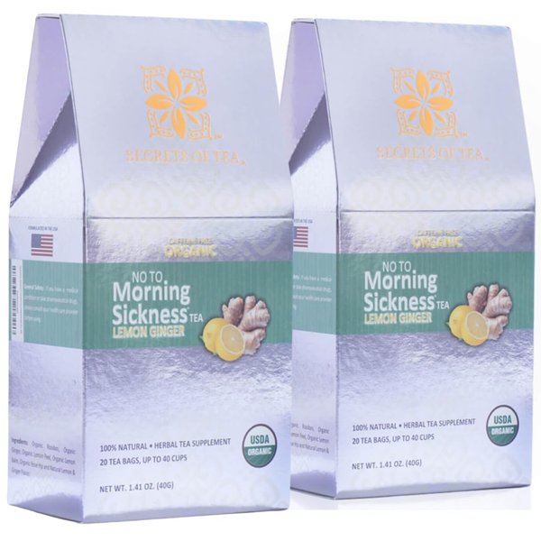Secrets of Tea - Pregnancy and Nausea Relief Tea, Organic Whole Leaf Herbal Tea, 40 Reusable Sachets, Hot or Iced, Bundle of 2 Packs