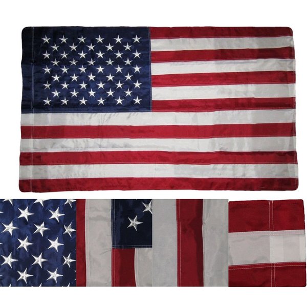 MWS Tradewinds 3X5 FT USA Embroidered Sleeved Pole Pocket Deluxe Nylon Stars US American Flag (Imported)