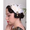 Teyglen 1920s Feather Headpiece Feather Hair Clip Pin with Crystal Feather Flapper Headband Prom Party Hair Accessories for Women (Champagne)