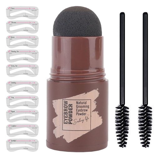 Eyebrow Stamp and Eyebrow Stencil Kit, Eyebrow Shaper for Women and Girls, Eyebrow Stamp Template for Perfect Eyebrows (GRAY BLACK)