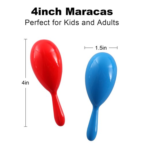 Maracas for Kids - Mexican Maraca Neon Colorful Maracas Bulk for Fiesta Party Favors Baby Noisemaker - 4" Maracas Toys for Cinco de Mayo Partys, Birthday, Fiesta Decorations, 6 Colors, 24 Pack