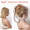 HOOJIH Messy Bun Hair Piece, Super Long Tousled Updo Hair Bun Extensions Wavy Hair Wrap Ponytail Hairpieces Hair Scrunchies with Elastic Hair Band for Women Girls - Black Brown