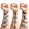 8 Sheets (96PCS) Fighter Jet Temporary Tattoos Themed Birthday Party Supplies Decorations Favors Stickers For Kids Boys Girls Gifts Classroom School Prizes Rewards