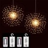 PXBNIUYA 2 Pack Starburst Sphere Lights,200 LLED Firework Lights, 8 Modes Dimmable Remote Control Waterproof Hanging Fairy Light, Copper Wire Lights for Patio Parties Christmas (Battery Operated)