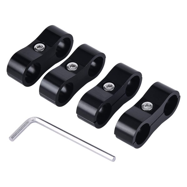 EVIL ENERGY 6AN Hose Separator Clamp, AN6 Fuel Line Mounting Clamp Aluminum Black 4PCS