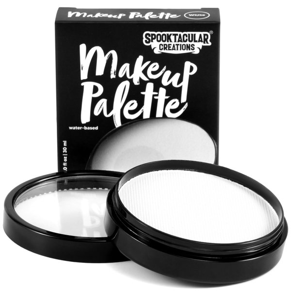 Spooktacular Creations Halloween Makeup Face Body Paint Waterproof Foundation Cream Cake Tub, Halloween Party Cosplay Clown Sfx Costume and Dress Up Makeup for Adult and Kids (1 Oz, White)