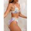 CUPSHE Women Swimsuit Bikini Set Two Piece High Waisted Drawstring Floral Bathing Suit with Underwire, M Lavender