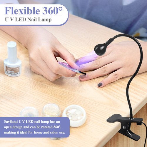 SAVILAND U V LED Nail Lamp – Mini Led Nail Lamp Gel X Lamp for Nails with Securing Clip Rotatable Led Light for Nails for Curing Gel Polish U V Nail Gels Manicure Home DIY, Black
