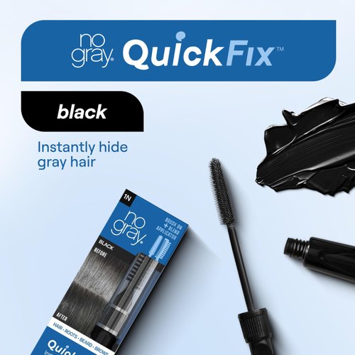 No Gray Quick Fix, 1N Black, Instantly Hide Gray, Silver & White Hair, Easy to Use Applicator, Compact & Travel Friendly, Vegan & Cruelty Free