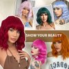 LOSMOEER Blue Wig with Bangs Short Wavy Wigs for Women Shoulder Length Curly Bob Wigs Heat Resistant Synthetic Wigs for Halloween Cosplay Daily Party Use