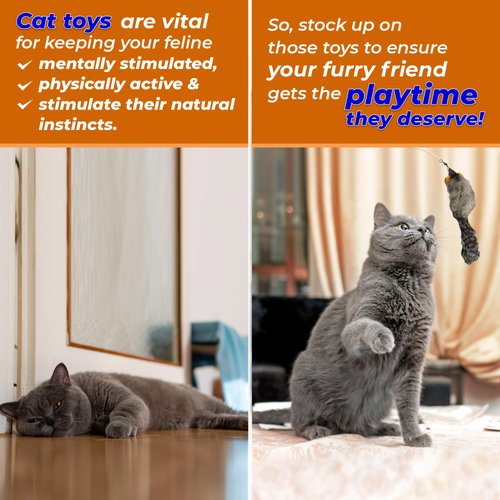 Kats'N Us Real Rabbit Fur Long Hair Mouse Cat Toy - 2pk Gray