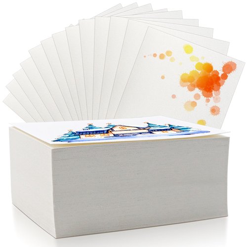 Fyess 120Pcs 100% Rag Cotton White Watercolor Paper Cold Press Paper Bulk Watercolor Drawing Student Artist for Kids,5 x 7 inch