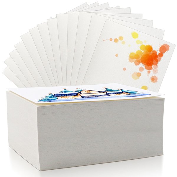 Fyess 120Pcs 100% Rag Cotton White Watercolor Paper Cold Press Paper Bulk Watercolor Drawing Student Artist for Kids,5 x 7 inch