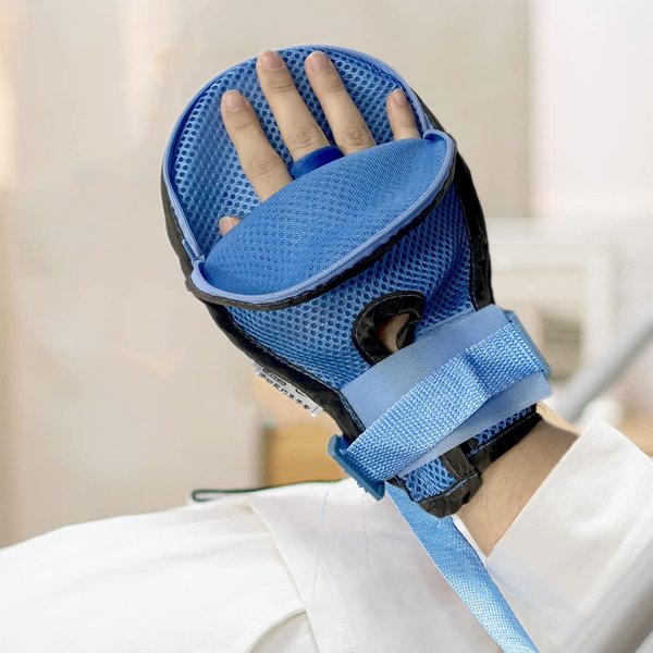 Elderly Hands Finger Anti-Scratched Mitts, MED Harm Fixed Guard Safety Protective Gloves for Dementia Patients, 2 PCS (S)