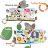 Elephant Touch and Feel Baby Books Toys 0-6 Months, Loveys Crinkle Books for Babies,Infant Toys 6-12-18 Months 1-2 Year Old, Baby Shower Christmas Gifts Soft Cloth Book Teething Rattle for Boys Girls