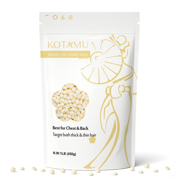 KOTAMU Wax Beads for Sensitive Skin, lLB Cream Hard Wax Beans for Both Fine & Coarse Body Hair