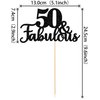 12 PCS 50 and Fabulous Centerpiece Sticks Double Sided Happy 50th Birthday Table Flower Centerpieces Sticks Cheers to 50 Floral Decorations for 50th Birthday Anniversary Party Supplies Black