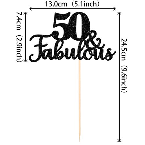12 PCS 50 and Fabulous Centerpiece Sticks Double Sided Happy 50th Birthday Table Flower Centerpieces Sticks Cheers to 50 Floral Decorations for 50th Birthday Anniversary Party Supplies Black