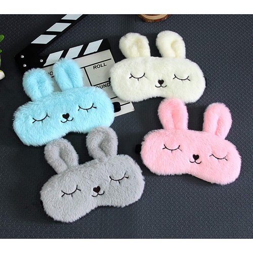 4 Pack Cute Animal Rabbit Sleeping Eye Mask Soft Plush Blindfold Sleep Masks Eye Cover for Kids Girls Women Home Sleeping Traveling