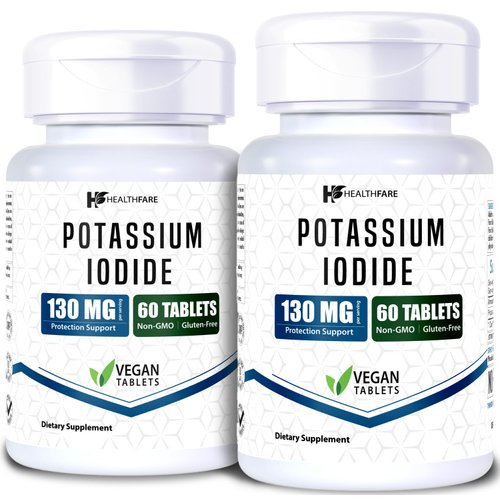 HealthFare Potassium Iodide Tablets | 130 mg | 120 Fast-Dissolving Tablets (2 Pack) | Ki Pills | Long Shelf Life | Non-GMO