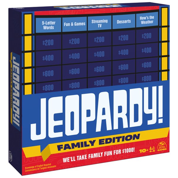 Jeopardy! Family Edition Board Game Trivia Games Board Games for Family Night Fun Games for Game Night, for Adults and Kids Ages 10 and up