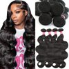 Human Hair Bundles 18 20 22 24 Inch 12A Body Wave Bundles Human Hair 100% Unprocessed Brazilian Virgin Hair 4 Bundles Human Hair Body Wave Human Hair Extensions Bundles Human Hair Natural Black