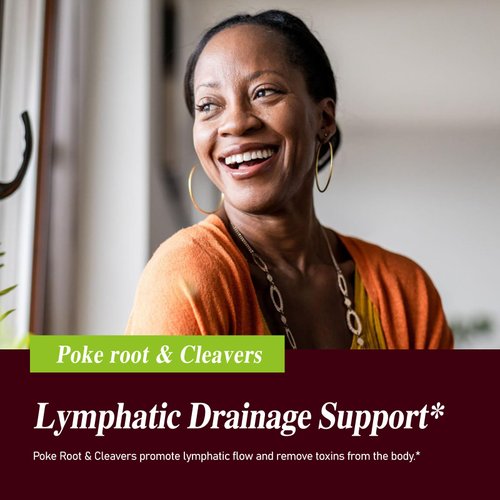 Poke Root Drops for Lymphatic Drainage & Immunity, 8-in-1 Herbal Formula Supplement for Lymph System Support with Cleavers Burdock Root Echinacea. 2 oz