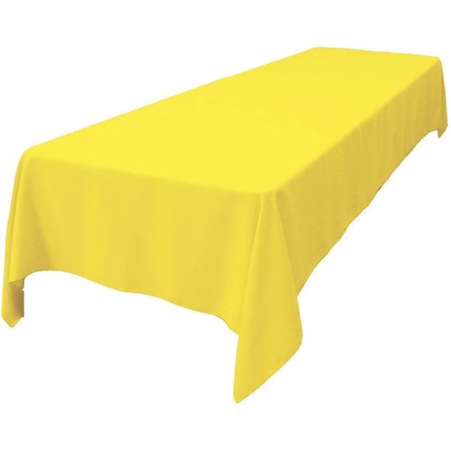 LA Linen Polyester Poplin Washable Rectangular Tablecloth, Stain and Wrinkle Resistant Table Cover 60x108, Fabric Table Cloth for Dinning, Kitchen, Party, Holiday 60 by 108-Inch, Yellow Light