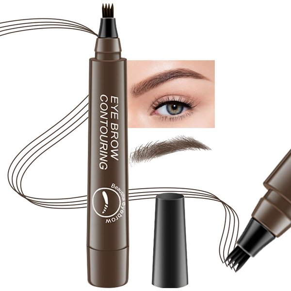 BINGBRUSH Eyebrow Pencil Micro 4 Point Ink Pen by Brow Stylist - Eye Makeup Lift & Snatch Eyebrow Pen Kits Long-Lasting Waterproof Natural Eyebrow Hair (1Pc 02# Dark brown)