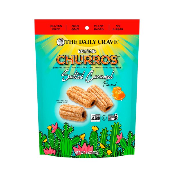 The Daily Crave Beyond Churros, Salted Caramel, 4 Oz (Pack Of 6) Plant Based Protein, Dairy and Soy-Free, Gluten-Free, Non-GMO, Vegan, Multigrain