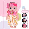 Beem Jun 6" Cute Small Baby Doll Newborn Baby All Vinyl Reborn Baby Dolls for Girls Swivel Mini Dolls 16 cm Crying Baby DIY Toys for Ages 3+(Pink)