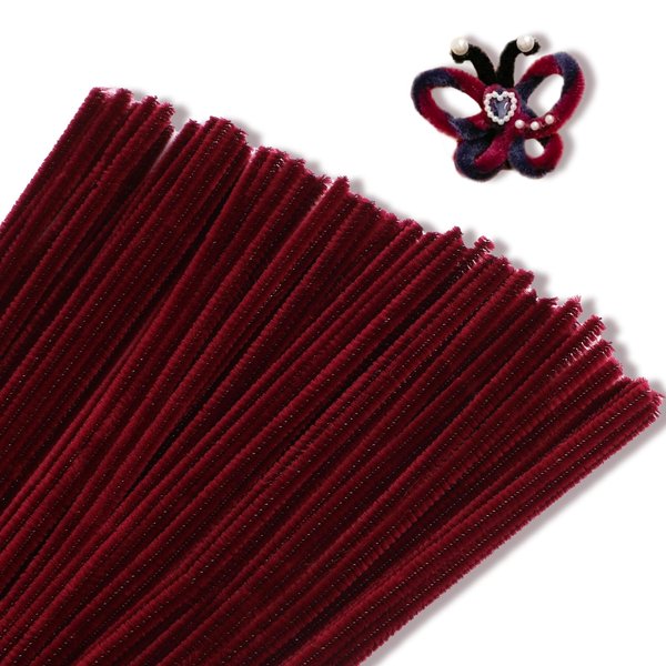Giwrmu 100 Pieces Pipe Cleaners Chenille Stem, Wine Red Pipe Cleaners Craft, Fuzzy Sticks Craft Supplies, Colored Pipe Cleaner for Creative Handmade DIY Art Craft Project