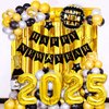 New Years Eve Party Supplies 2025, Happy New Year Decorations 2025 Kit New Years Decorations Happy New Year Balloons 2025 NYE Party Kit with 2025 Balloon Happy New Year Banner Fringe Curtains Backdrop
