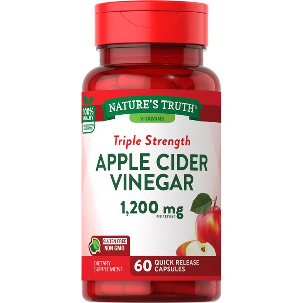 Apple Cider Vinegar Capsules | 1200mg | 60 Pills | Quick Release | Non-GMO & Gluten Free Supplement | by Nature's Truth