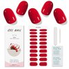 JMEOWIO Semi Cured Gel Nail Strips Bright Red Gel Nail Stickers Nail Supplies Nail Art Design Decoration Accessories