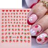 3 Sheets Strawberry Nail Art Stickers Decals Cute Nail Decals Spring Summer Nail Stickers 3D Self-Adhesive Nail Art Supplies Red Heart Nails Transfer Sticker for Women Girls Nail Art Decoration