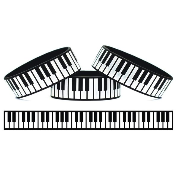 Three (3) of Piano Keys Wristbands Music Fan Silicone Bracelets