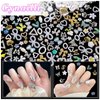 140 Pcs Flowers Assorted Nails Art Charms, Alloy Silver Gold Dangle Heart Star Butterfly Bowknots Crown Dollar Metal Nail Gems, 3D Mix Bow Heart Pearls Acrylic Nails Charms for Nails DIY